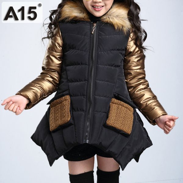 

Kids Girls Winter Jacket with Fur Collar Children Parka Clothes 2018 Baby Warm Hooded Cotton Coats Big Size 4 6 8 10 12 14 Years