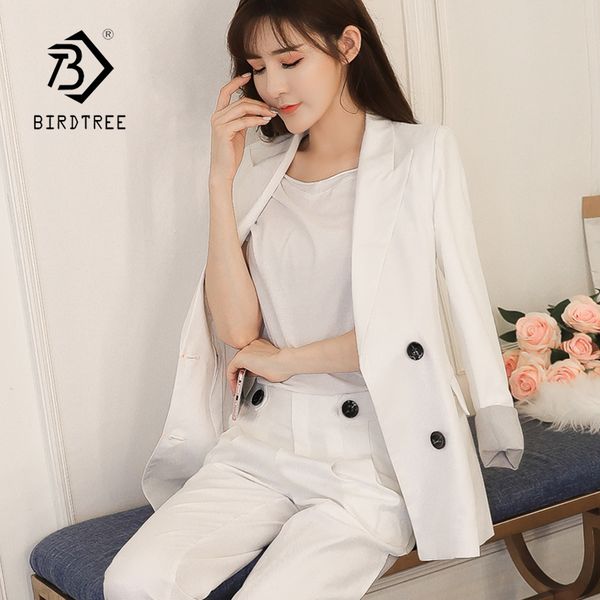 

new arrival women's solid roll up sleeve double breasted blazer & pants eleoffice lady basic suits plus size s86307f, White;black