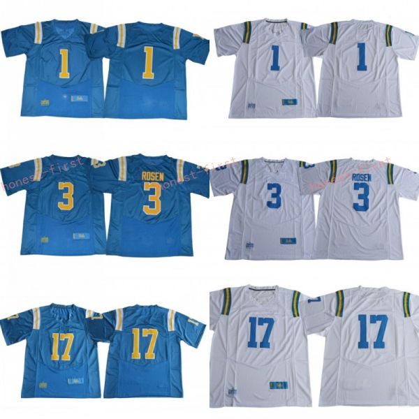 

NCAA UCLA Bruins Football Jerseys College Men 1 Soso Jamabo 3 Josh Rosen 8 Troy Aikman 17 Christian Pabico Stitched Team Blue White PAC 12