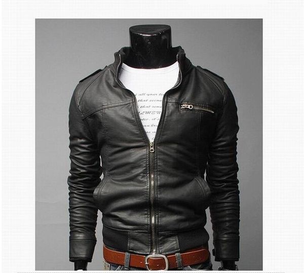 

классический стиль мотоспорт искусственная кожа мода куртка мужчины slim fit мужской мотор кожезаменитель куртка мужчины куртка, Black;brown