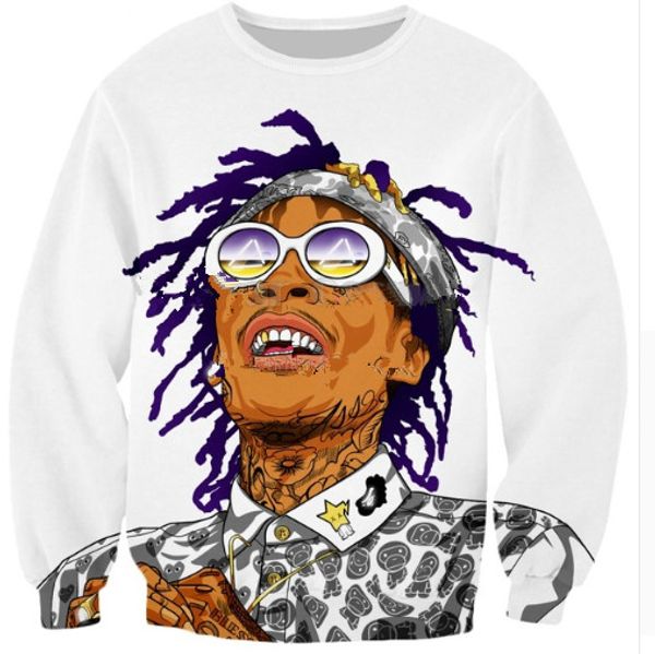 

2018 new style mens fashion long sleeve sweatshirt badass khalifa 3d print mens womens pullover b130, Black