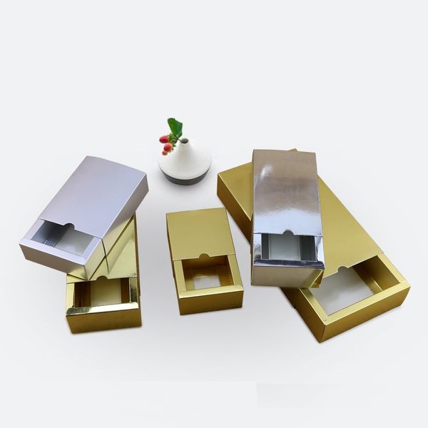 

gift wrap luxury bright golden silver paper sliding box 5 sizes cardboard drawer boxes for lipstick perfume bottles makeup wedding party lx0