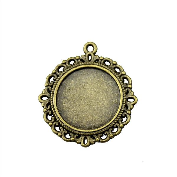 

12 pieces cabochon cameo base tray bezel blank hand made jewelry making flower surround single side inner size 20mm round glass cabochons, Slivery;crystal
