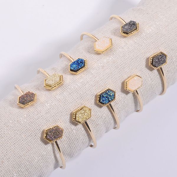 

мода золоо позолоенне геомеѬиекие 5colors hexagon мола камен дѬђзи druzy бѬале б, Golden;silver