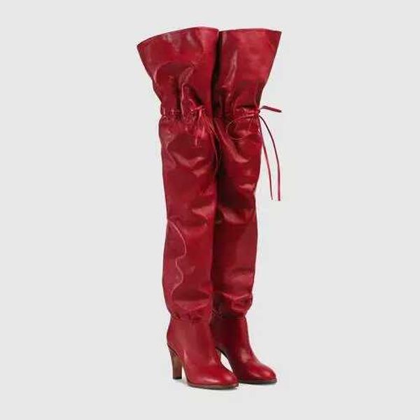Prom Heels Hohe Schwarz Worte Luxus Pumps Schnüren Oberschenkel Großhandel Druck Party Leinwand Stiefel Womens Rot Overknee Designer High HE2IWD9
