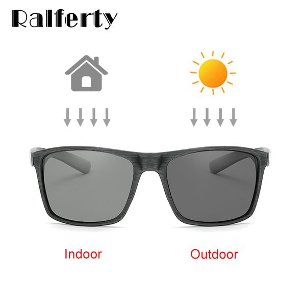 

ralferty hd polarized pchromic sunglasses men driver fishing sport goggles retro square chameleon glasses 2018 new k1046-1, White;black