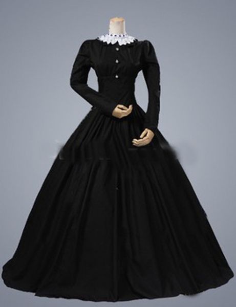 

2017 black classical long sleeve renaissance gothic victorian dress civil war victorian ball gowns/party dresses, Black;red