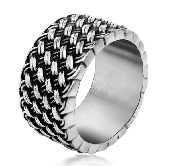 

retro love intertwined ring retro woven men's ring personality domineering metal braided male, Silver