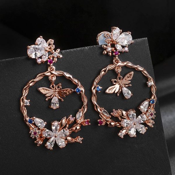 

red trees brand circle drop earrings flower fashion most beautiful earrings for woman wholesale drop shipping, Golden;silver