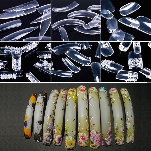 

10 sizes/pack french false nail uv gel diy nail tips stick transparent manicure fake nails for women diy art, Red;gold