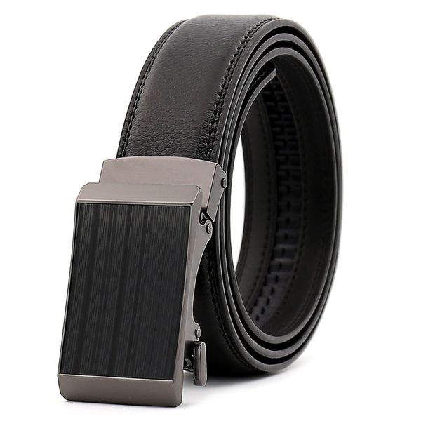 

2018 fashion trade new men's genuine leather belts automatic buckle business casual men's belts cowskin offmeeting men belt, Black;brown