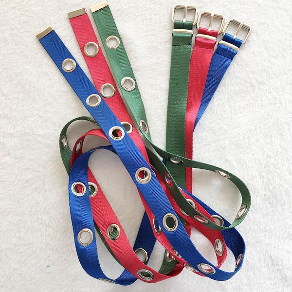 

stylish canvas belts big hole nylon long casual belt waist ring black metal belt female students jeans waist belts pin buckle, Black;brown