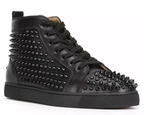 

2018 Fashion Designer Brand Studded Spikes Flats shoes Red Bottom Shoes For Men and Women Party Lovers Genuine Leather Sneakers