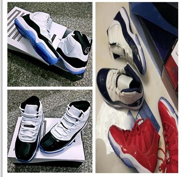 

concord 11s bred 11 wholesale with box like 96 ice blue space jam 11 midnight navy blue gym red basketball shoes