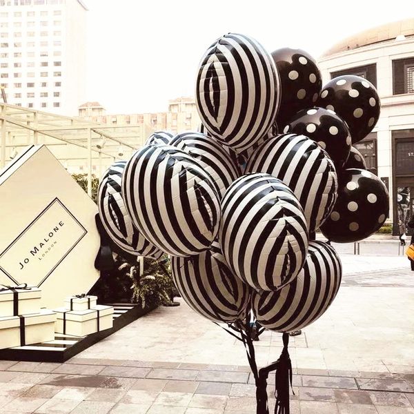 18inch Black And White Stripe Round Balloons Foil Stripe Balloon