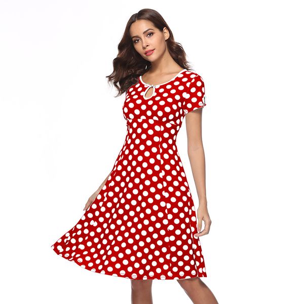 

women's fashion dresses elegant polka dot bodycon a-line dress lady's dress short sleeve s  l xl 2xl black white red blue, Black;gray