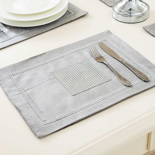 Uxcell Sparkle Luxury Diamante Placemat Table Mat Velvet Wedding