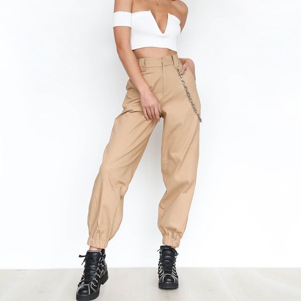

women pants casual trousers high waist loose sweatpants weekeep cargo pants joggers harem punk rock hip hop girls wide, Black;white