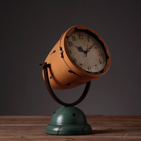 

antique style iron clock desk clock retro deskcreative decoration of bars or cafes or study livingroom