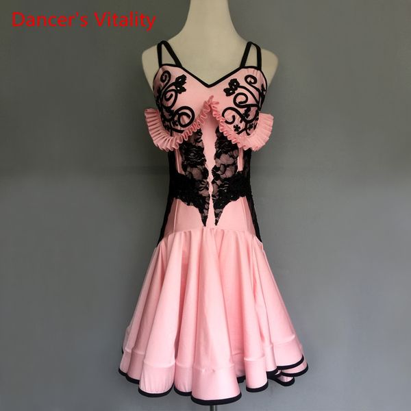 

latin dance dress for women sling backless professional sumba dancing costumes stage rumba latin dresses, Black;red