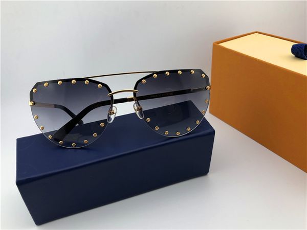 

new fashion design sunglasses 0984 frameless irregular frame with rivets popular avant-garde style uv400 protection eyewear, White;black