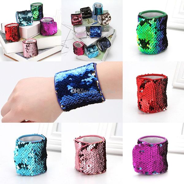 

14 color mermaid sequin bracelet wristband cuff sequins bracelets women girl charm wedding favors party christmas favors gifts wx9-193