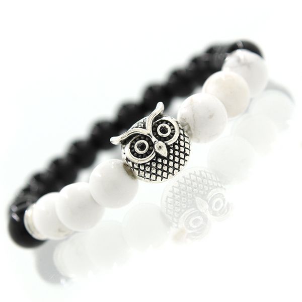 Contas de pulseira de pedra natural de nova coruja para homens Mulheres Yoga Lava Stone Jóias Acessórios de moda para amantes Will and Sandy