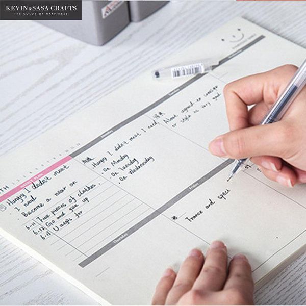 

a4 planner notoffice supplies school stationery weekly planner 60 inner pages day planner book stationery paper sticker, Purple;pink