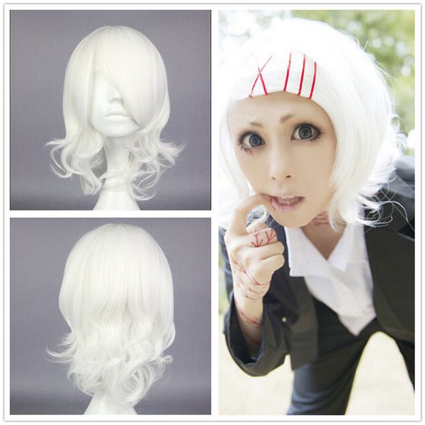 Tokyo Ghoul Juuzou Suzuya weiße kurze Mädchen Cosplay Perücken Halloween Kostüm Haar