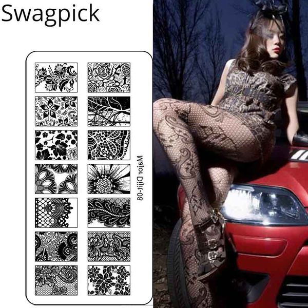 

swagpick punk style lace stamping nail art lace steel templates nail art polish decor image plate diy tools, White