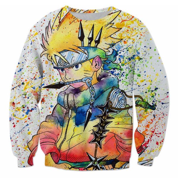 

classic anime naruto 3d printed sweatshirts way hoodies men long sleeve outerwear crewneck pullovers plus size 5xl, Black