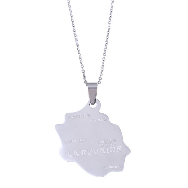 

map of la reunion pendant necklaces women french reunion island map jewelry, Silver