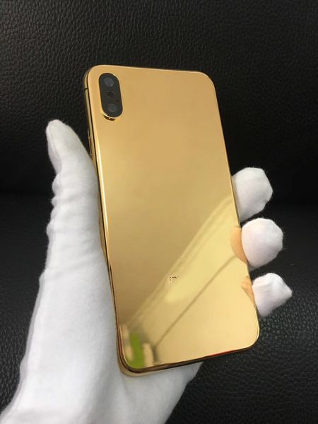 

Luxury 24k gold plated golden metal bezel hou ing for iphone x middle frame battery cover