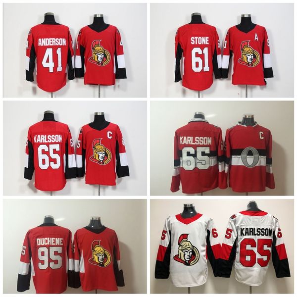

#95 Matt Duchene Jersey 2017-2018 Season Ottawa Senators #65 Erik Karlsson C Patch 41 Craig Anderson 61 Mark Stone Stiched Hockey Jerseys