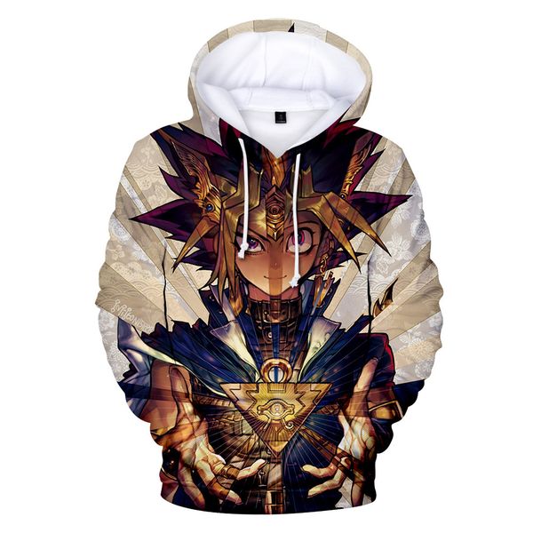 

yu-gi-oh hoodie sweatshirts yugi muto aibo atem 3d hoodies coat pullovers men women long sleeve outerwear hip hop hoodie, Black