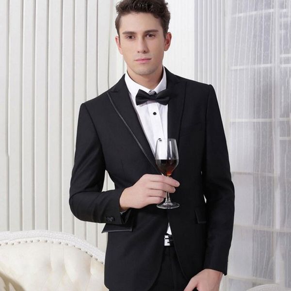 

black men suits for wedding slim fit groom tuxedos custom made groomsmen suit man blazers jacket 2piece prom wear costume homme, Black;gray