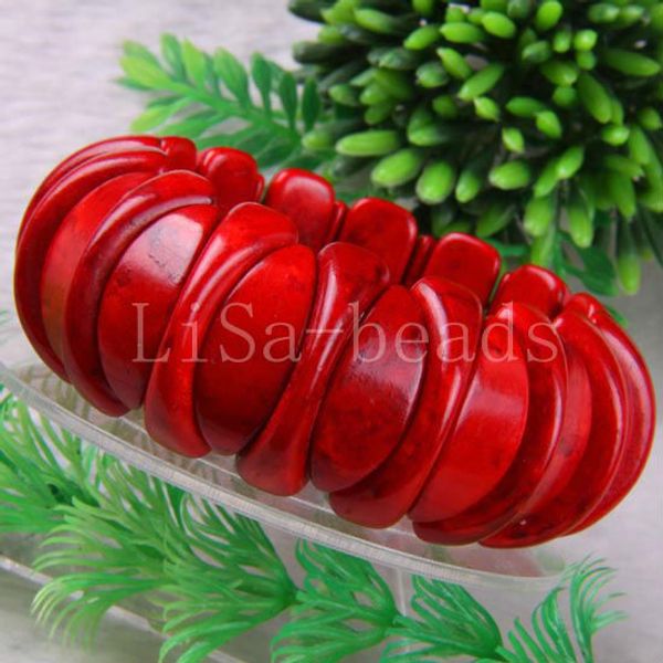 

fashion jewelry natural stone red stretch howlite bracelet 8" 1pcs h622, Black