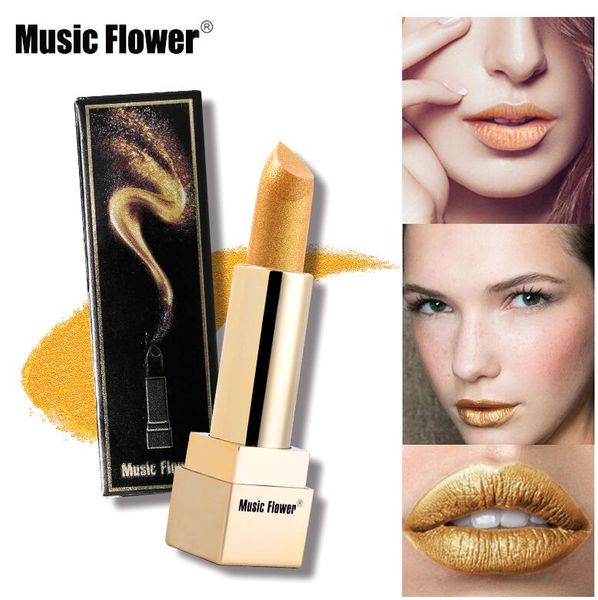 Marchio professionale di fiori musicali Make Up Rossetto color oro micro multieffetto Rossetto a lunga durata Labbra lucide Cheek Brighten