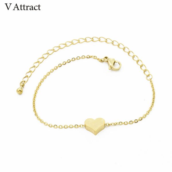 

v attract 10pcs vintage heart charm bracelet for women jewelry stainless steel chain pulseira feminina bijoux anniversary gift, Black