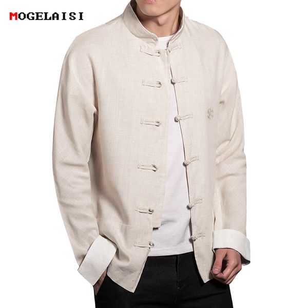 

mens jackets autumn linen cotton chinese style jacket man flax coat embroidery men's jacket solid stand collar plus size m-5xl, Black;brown
