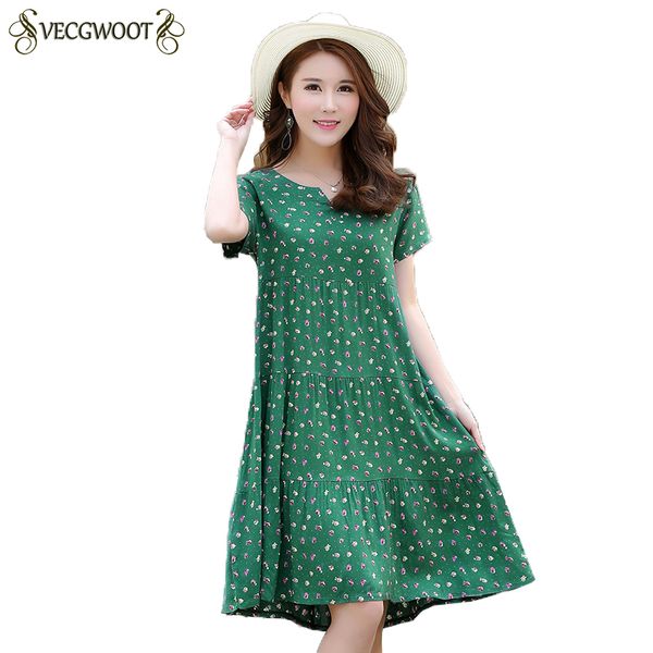 

large size xl-6xl temperament print dress women 2018 summer new loose splice dress round neck short sleeve female wyt797, White;black
