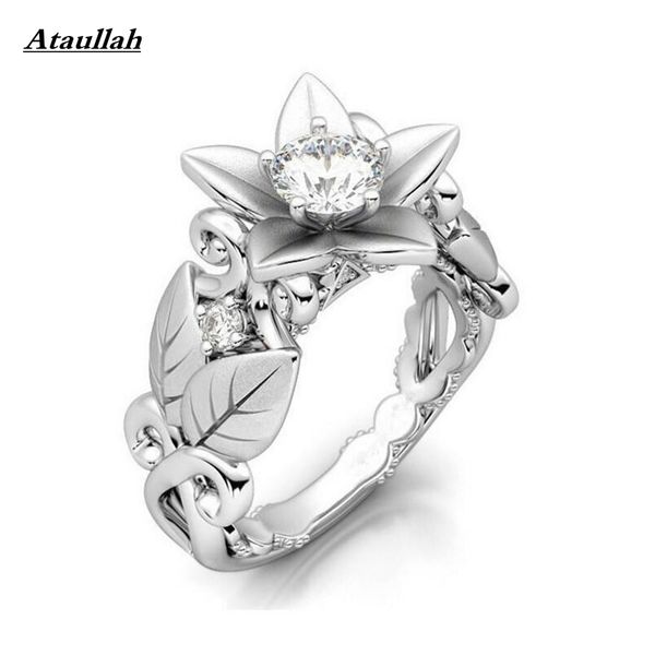 

ataullah new design rose flower engagement ring female creative tree leaves branches ring for woman fashion jewelry rwd7-010, Golden;silver