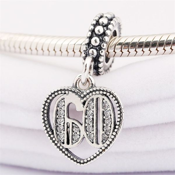 

60-й день рождения подвески 60 S925 серебро подходит для pandora стиль браслет 797265CZ H8