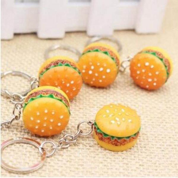 

3d resin hamburger keychain mini food hamburger key chain gold carabiner keychains key ring holds hangbag hangs 30 pcs, Silver