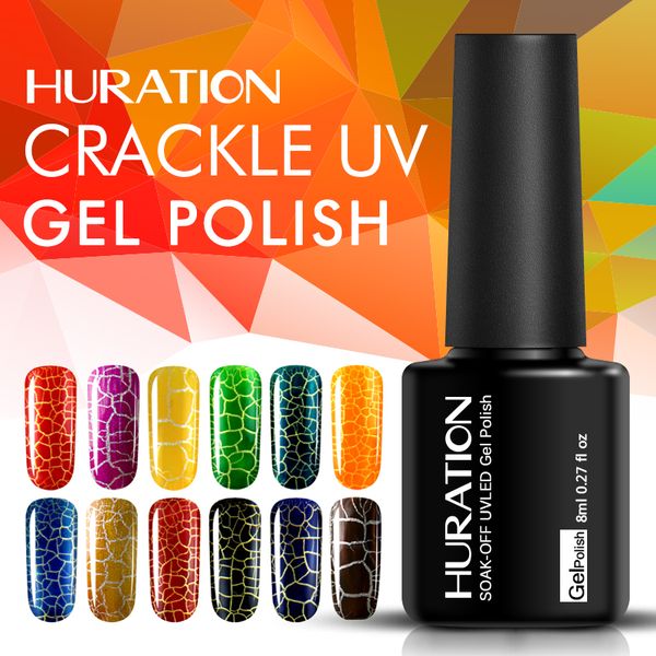 

huration 8ml crack nail gel lacquer soak off led uv lamp varnish crackle pattern nail art tool design cracking gel polish, Red;pink