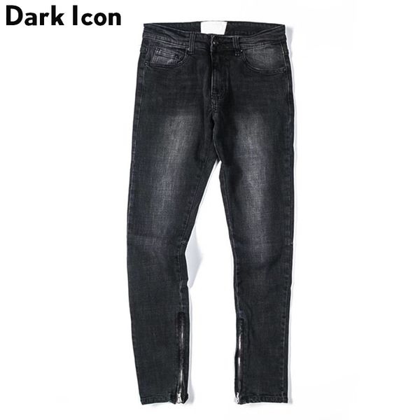 

medium washing material denim pants men full length 2018 high street men's jeans black, Blue