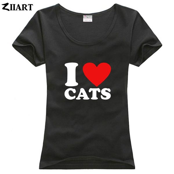 

i love cats couple clothes girl woman female o-neck cotton short-sleeve t-shirt, White