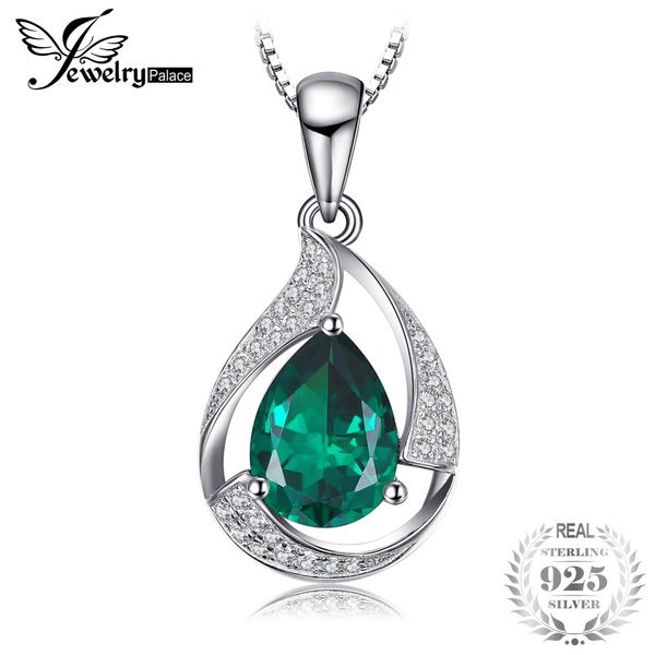

jewelrypalace pear 2.7ct created emerald pendant 925 sterling silver wholesale fashion pendant no chain