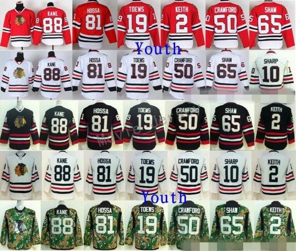 

youth chicago blackhawks jerseys hockey 2 duncan keith 19 jonathan toews 65 andrew shaw 81 marian hossa 88 patrick kane jersey kids, Black;red
