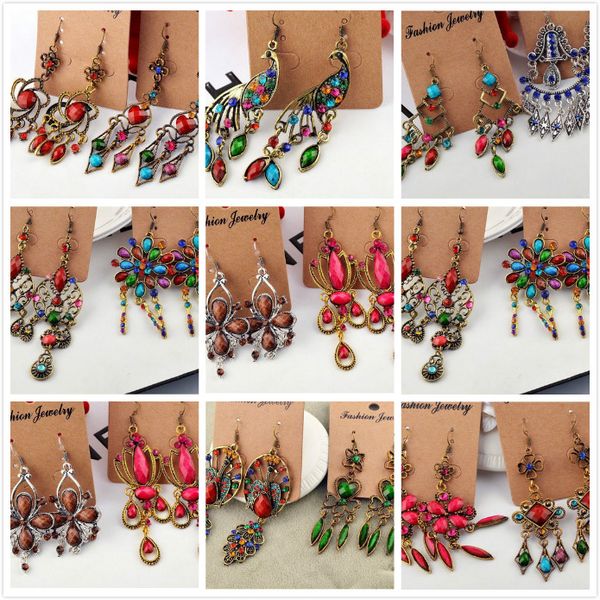 

bohemian dangle earrings mixed lot ethnic chandelier earrings, Silver